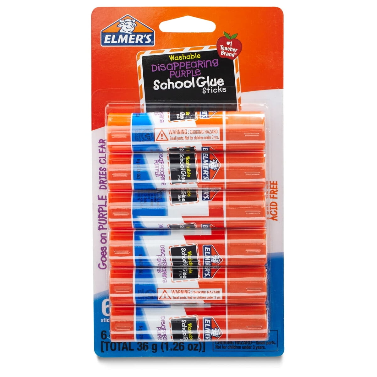 Elmers Lapiz Adhesivo Parpura 6x6g Lavable Escolar