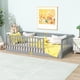 thumbnail image 3 of Twin Size Floor Bed with High Fence Railings, 6 Slats Included, Rubber Wood Floor Bed with Safety Guardrails, without Door,Grey, 3 of 3