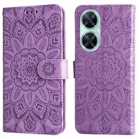 Funda Tipo Cartera Foxdock Para Huawei Nova 11I , Diseño Girasol En Relieve, Cuero Pu, Cierre Magnético, Soporte Y Tarjetero