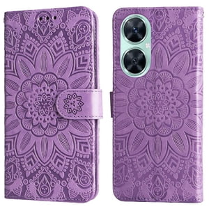Funda Tipo Cartera Foxdock Para Huawei Nova 11I , Diseño Girasol En Relieve, Cuero Pu, Cierre Magnético, Soporte Y Tarjetero