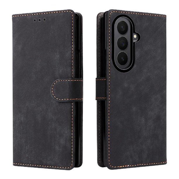 Funda Billetera para Samsung Galaxy Z Fold 7 con Soporte - Cartera de Cuero con Ranuras Negro