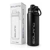 Eoland - Termo Botella Agua Termica 700Ml Acero Inoxidable Liquido Negro Doble Tapa