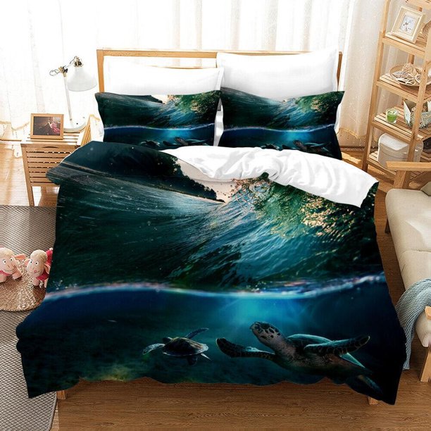 Deep Sea Turtle Quilt Duvet Cover Set Pillowcase Home Textiles3-Piece Bedding Set