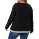 thumbnail image 3 of Agnes Orinda Conjuntos de Halloween para Mujeres Tallas Grandes Blusa Escolar Universitaria de Bloque de Color Cuello en V Manga Larga Suéter Suave Casual Túnica Tops 1X Negro, 3 of 6