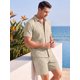 thumbnail image 4 of INSPIRE CHIC Conjunto de 2 Piezas para Hombre Camisa con Botones y Pantalones Cortos con Cordón XL Caqui, 4 of 5