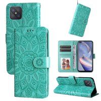 Funda Tipo Cartera Foxdock Para Oppo A92S , Diseño Girasol En Relieve, Cuero Pu, Cierre Magnético, Soporte Y Tarjetero