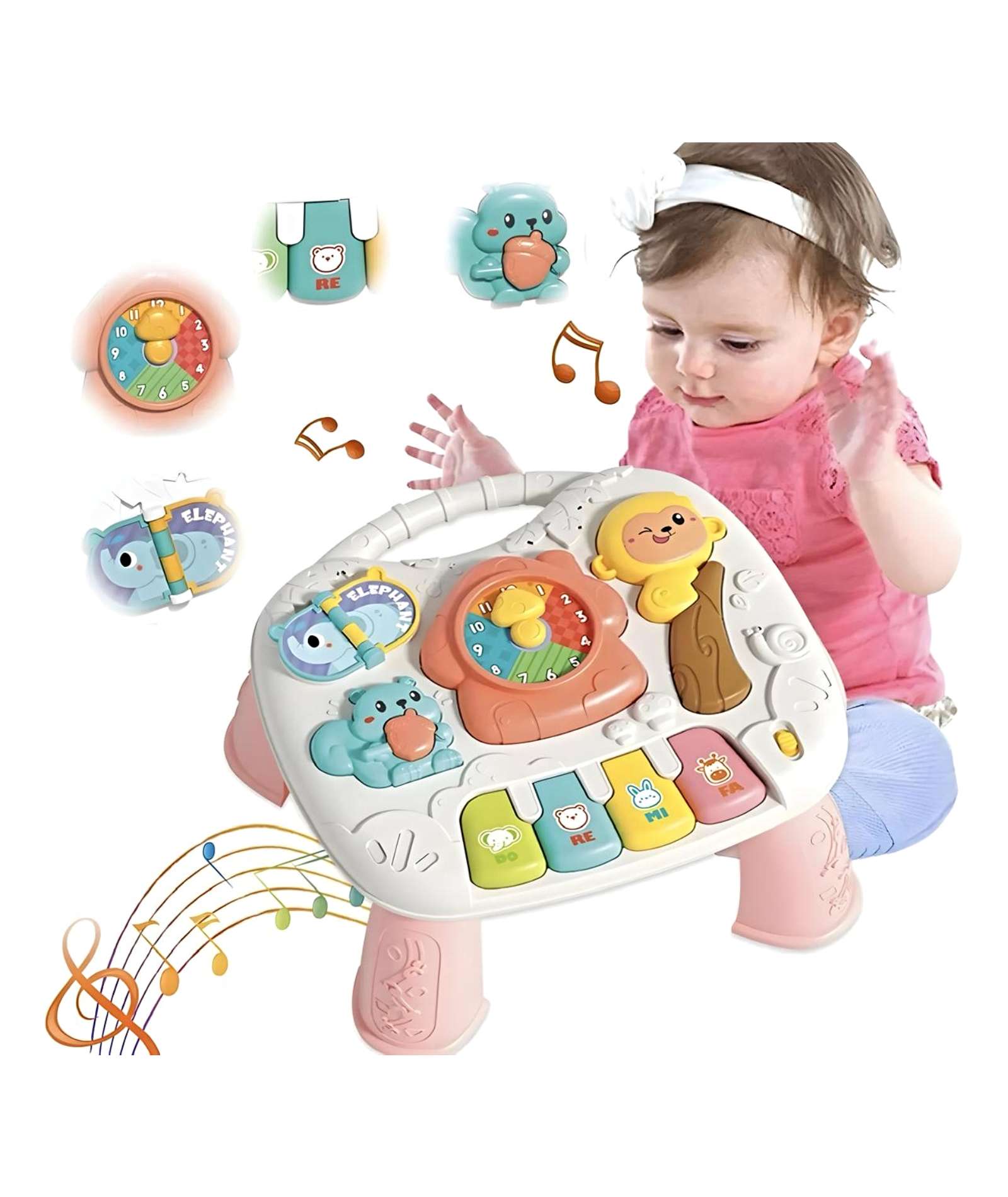 Ali Chile - Mesa Interactiva Para Bebé Con Luz Y Sonido Rosa