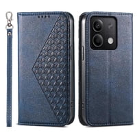 Funda Flip Foxdock Para Xiaomi Redmi Note 13 5G , Estilo Billetera Con Diseño Rombo, Correa De Mano Y Soporte, Uso Diario
