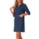 thumbnail image 4 of INSPIRE CHIC Bata con cremallera de punto waffle para mujer, ligera, manga 3/4, longitud hasta la rodilla, con bolsillos para descansar, XS azul marino, 4 of 6