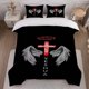 thumbnail image 1 of Red Cross Themed Three-Piece Bedding Set Duvet Cover and Pillowcase Set Soft and Comfortable for All Seasons, 1 of 1