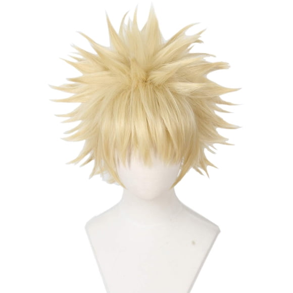 Peluca de cosplay Linfairy, pelo corto y rubio, disfraz de Halloween