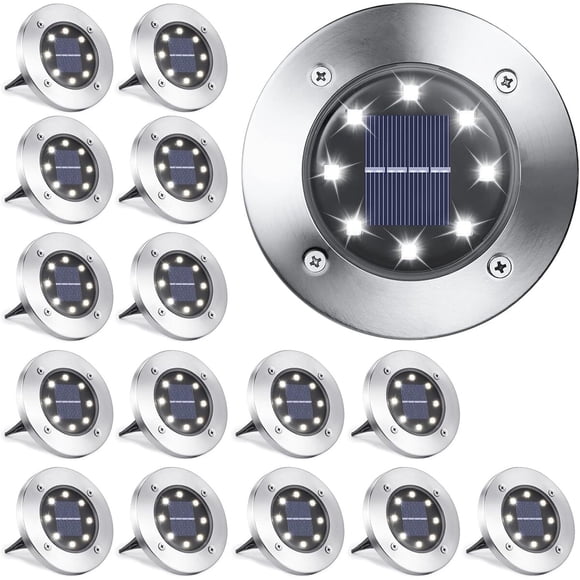 Luces Solares De Suelo Pack 16 De 8 Led Acero Ip65