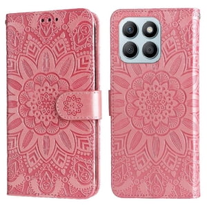 Funda Tipo Cartera Foxdock Para Honor X8B , Diseño Girasol En Relieve, Cuero Pu, Cierre Magnético, Soporte Y Tarjetero