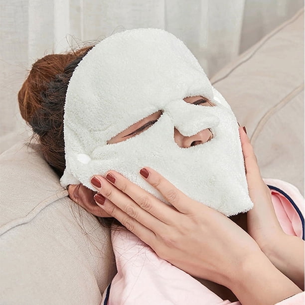 Coral Fleece Hot Compress Towel, Reusable Spa Facial Towels Mask With Belt, Wide Range Of Uses Hot Steamer Facial Mask Skin Care