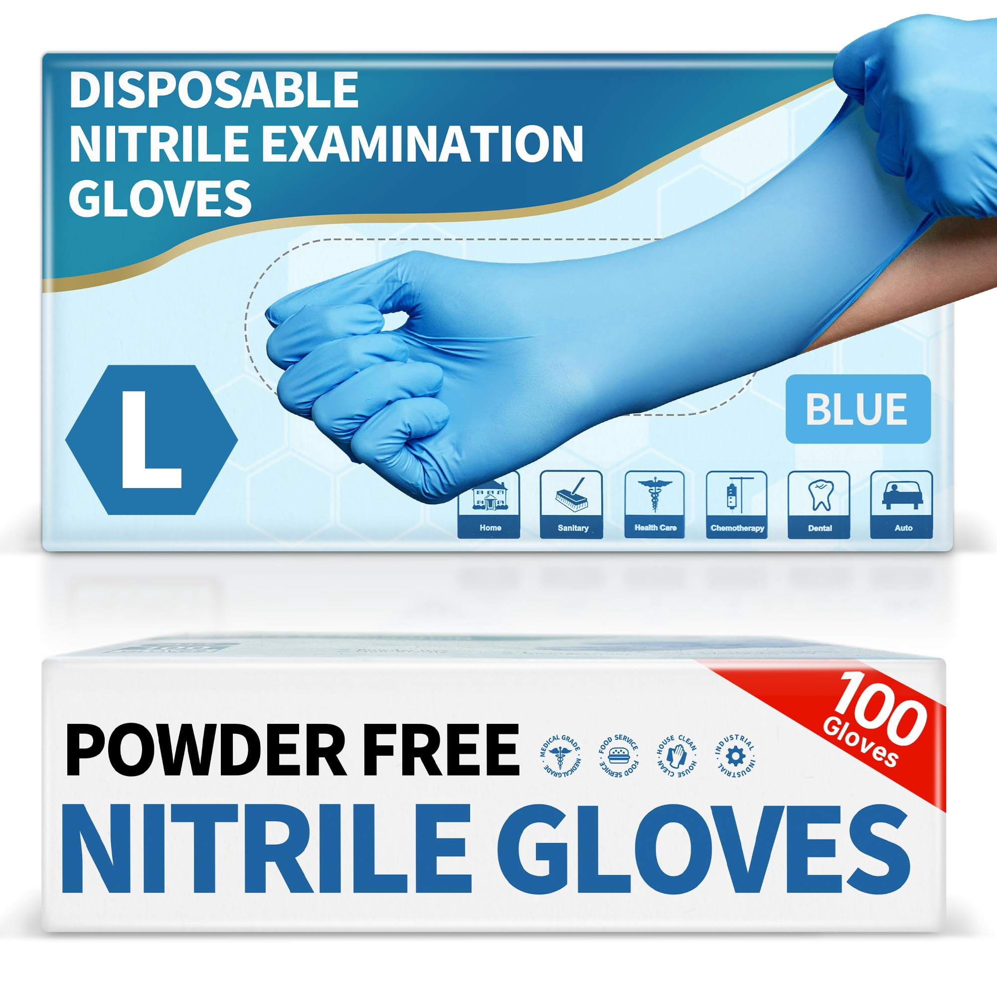 Guantes De Examen De Nitrilo Medguy De 4,5 Mm, 100 Unidades, Azules, Sin Látex