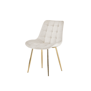 Habita2 Chile - Silla De Comedor Roma Tapiz Felpa Base Resistente Dorada - Beige