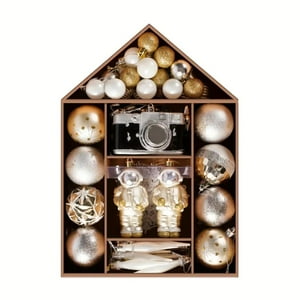 Sohogar - Set 70 Adornos Navideños Astronauta Blanco/Dorado