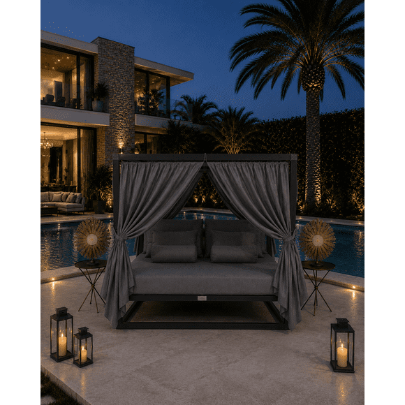 cama balinesa king gris