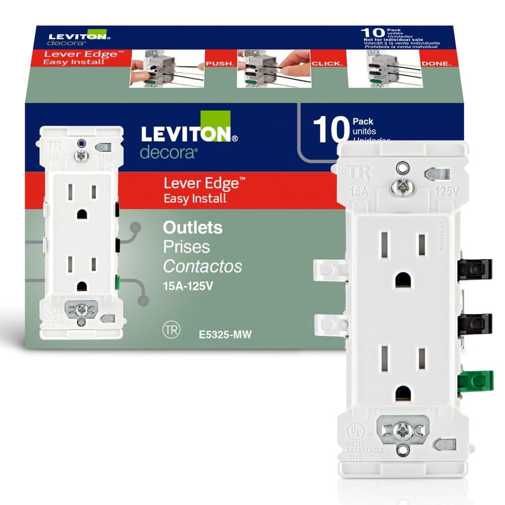 Enchufe De Pared Leviton Lever Edge De 15 Amperios Resistente A Manipulaciones