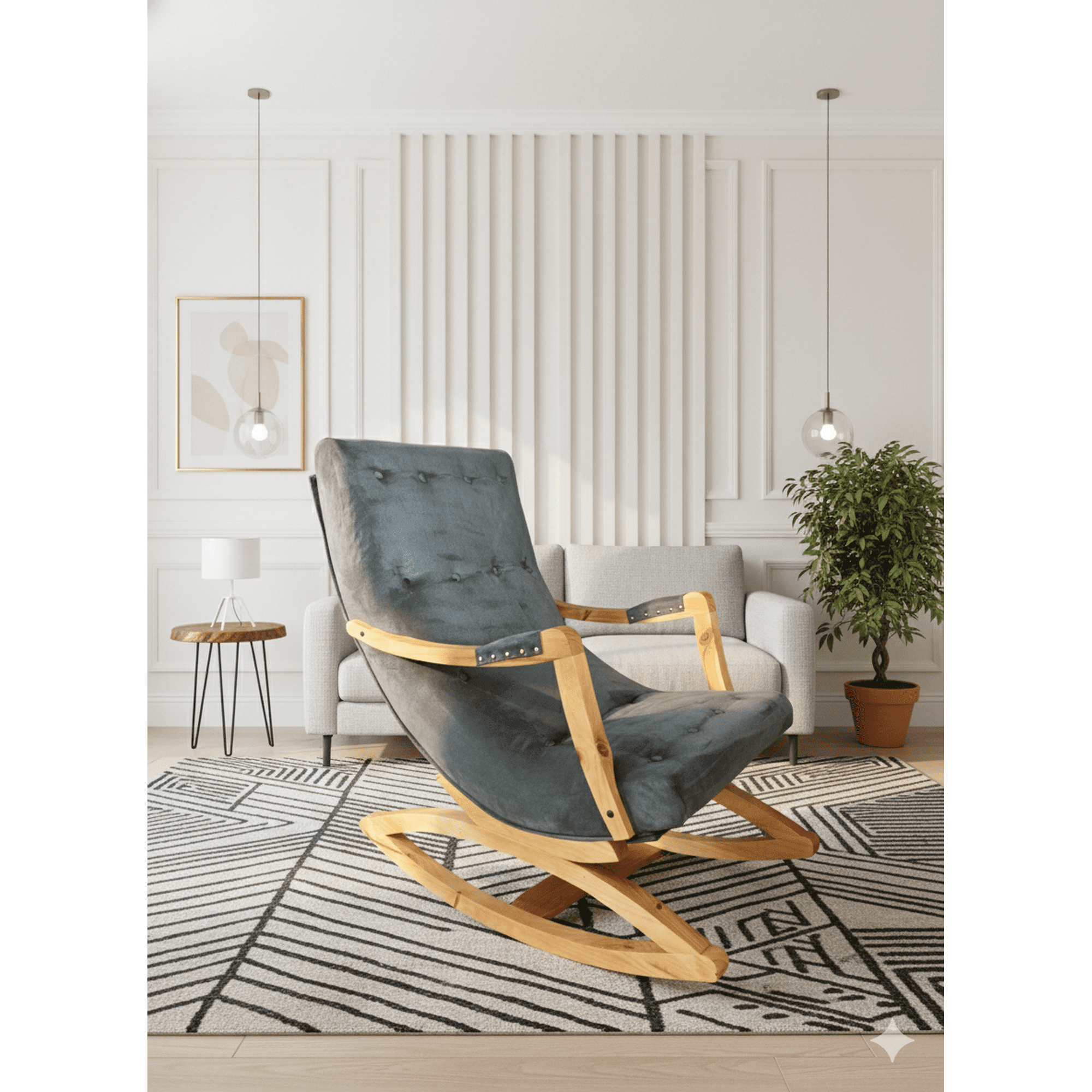 Muebles New - Silla Mecedora Con Apoya Brazos Chocolate Lino