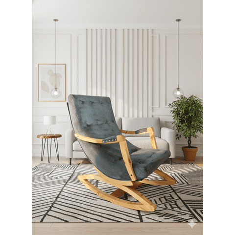 Muebles New - Silla Mecedora Con Apoya Brazos Chocolate Lino