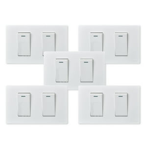 Want - Pack 5 Interruptores Doble Metálico 924 16A - Blanco