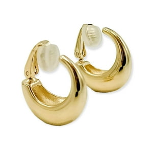 Elbauldejuma - Argollas Sin Perforacion Chunky Huggies Chapada En Oro 18K