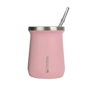 Mate Acero Inoxidable Con Bombilla Lhotse Rosa