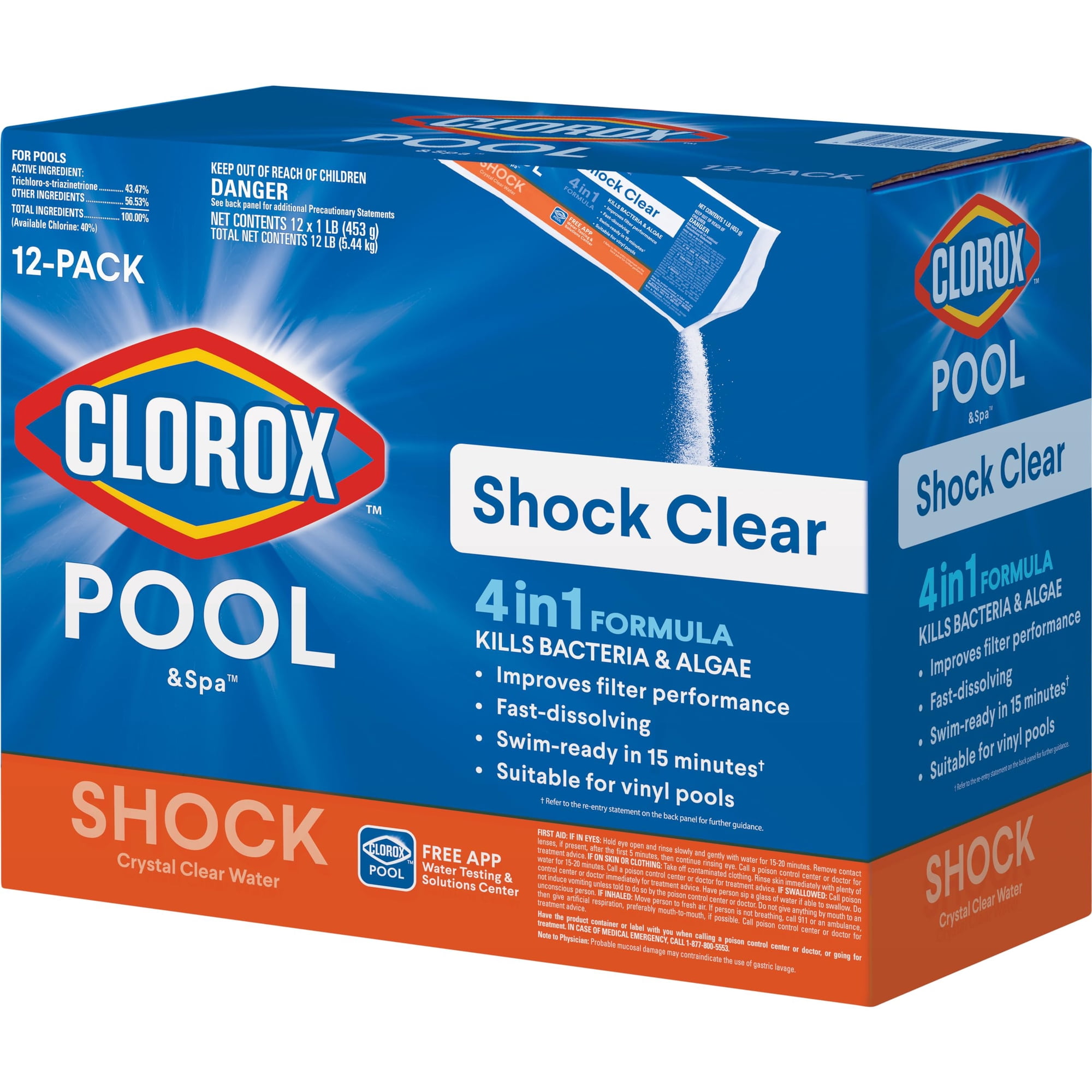 Pool Shock Clorox Pool&spa Shock Clear Para Piscinas De Vinilo, Paquete De 12