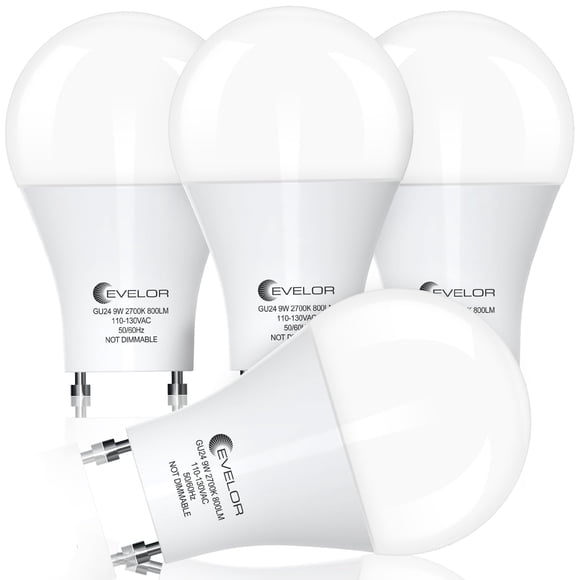 Bombilla LED evelor GU24 9W 2700K pack de 4 unidades 800 lm