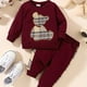 thumbnail image 1 of Get Your Little Ones Cozy and Cute with Our 2-Piece Toddler Baby Bear Embroidery Sweatshirt and Splicing Pant Set - Perfect for Casual Wear!, 1 of 5