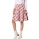 thumbnail image 4 of Falda corta de línea A con cintura elástica y diseño clásico de cuadros vintage para mujer para otoño e invierno Beige Rosado M, 4 of 6