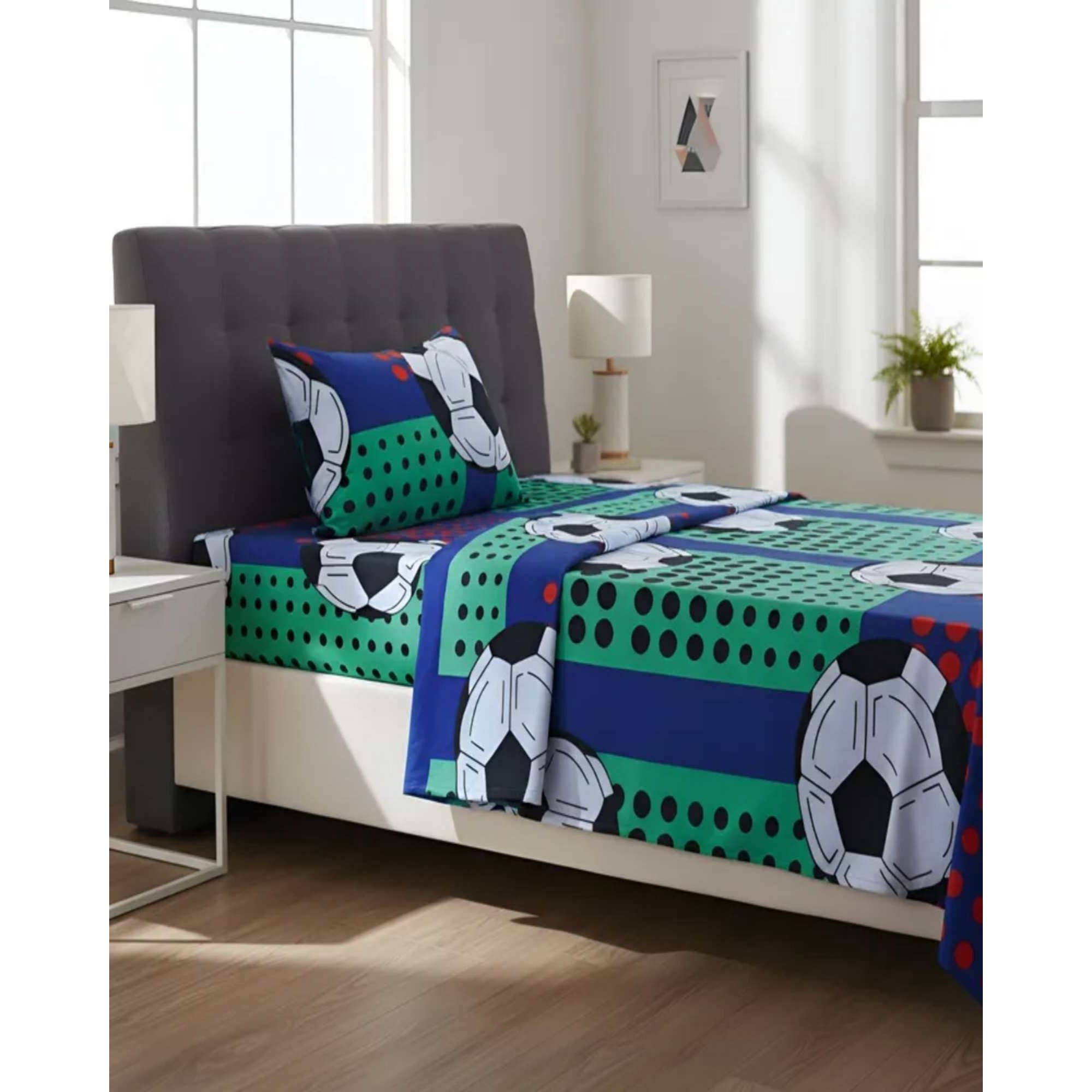 Casa Sol - Juego De Sabanas De Verano Pelota De Futbol Niño Infantil Plaza Y Media