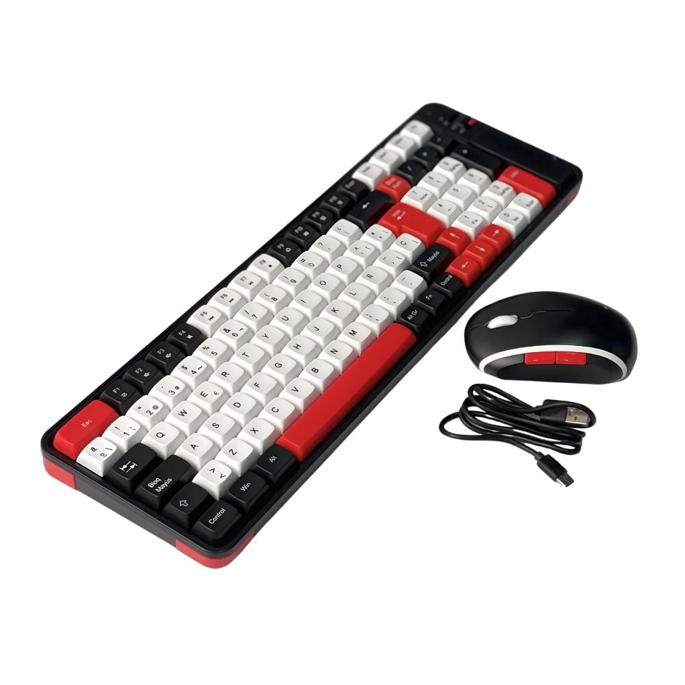 Novystor - Kit Teclado Y Mouse Inalámbrico Bluetooth Recargable Rojo