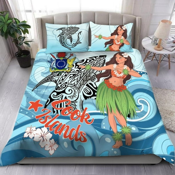 Juego de cama Islas Cook - Polinesia Niñas con tiburón