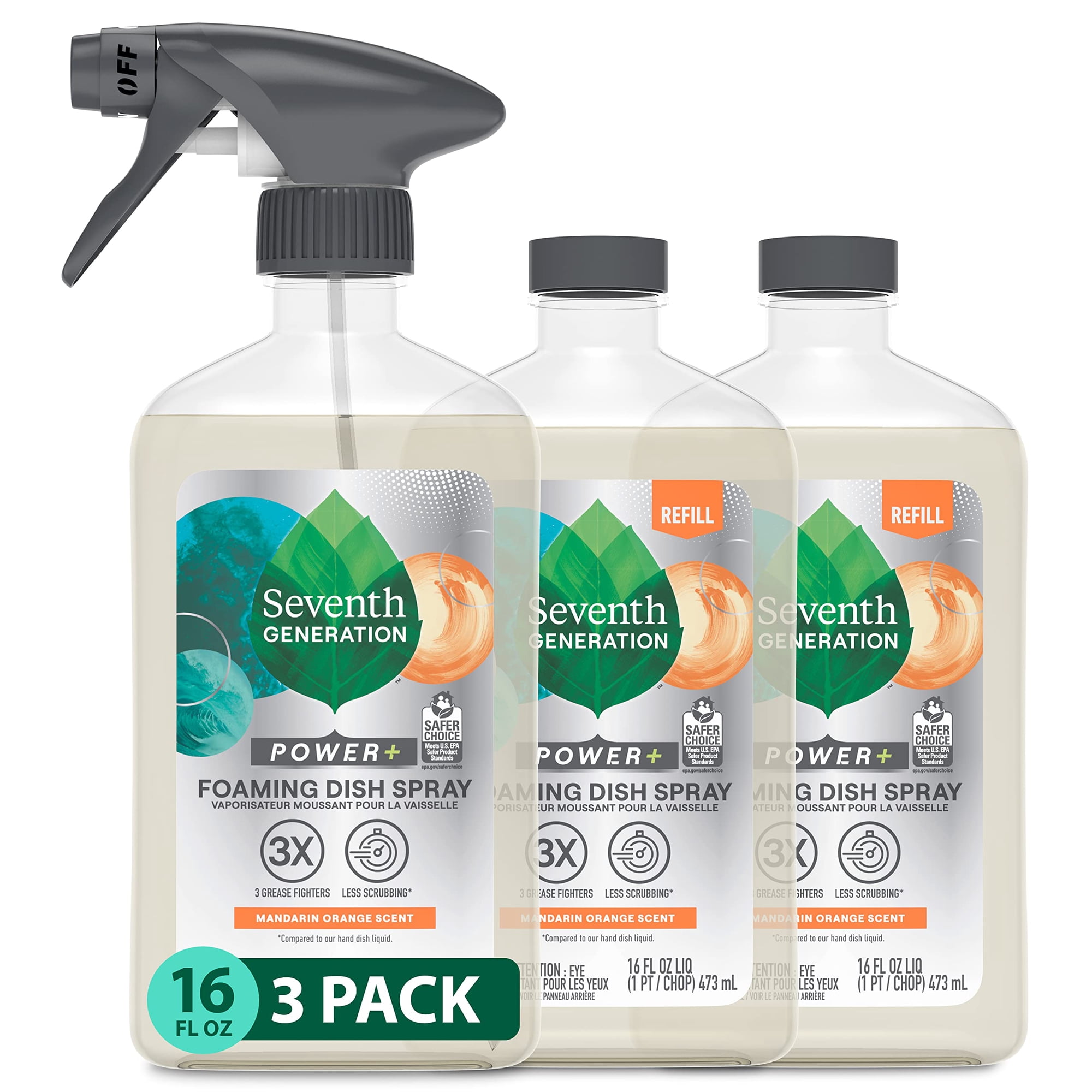 Seventh Generation - Espray Espumoso Para Platos De Séptima Generación, 473 Ml, Con 3 Recambios