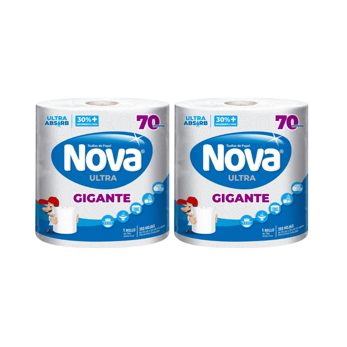Pack 2 Toalla De Papel Nova Ultra Gigante 70mts