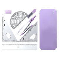 Bothyi - Juego De Geometría Matemática Con Estuche De Almacenamiento, Reutilizable, Portátil, Para Niños, Profesores, Hogar, Caja Cerrada Violeta