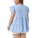 thumbnail image 3 of Agnes Orinda Blusa de Mujer Talla Grande de los Años 50 Cuadros Gingham Cuello Redondo Mangas Cortas Acampanadas Blusa de Verano Babydoll Tallas Grandes 2X Azul, 3 of 6