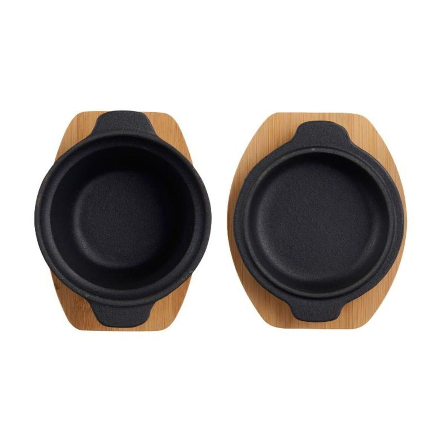 Set De 2 Fuentes De Fierro Fundido + Tabla De Bambú Dangrill Negro