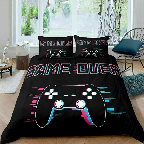 Game Over Video Gamer Quilt Duvet Cover Set Bedroom Decor Home Textiles Bedding3-Piece Bedding Set