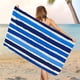 thumbnail image 3 of Toallas de playa 100 % algodón | Paquete de 2 toallas de piscina azul marino de 76 x 152 cm para adultos y niños | Toallas absorbentes y de secado rápido (peces y rayas)., 3 of 5
