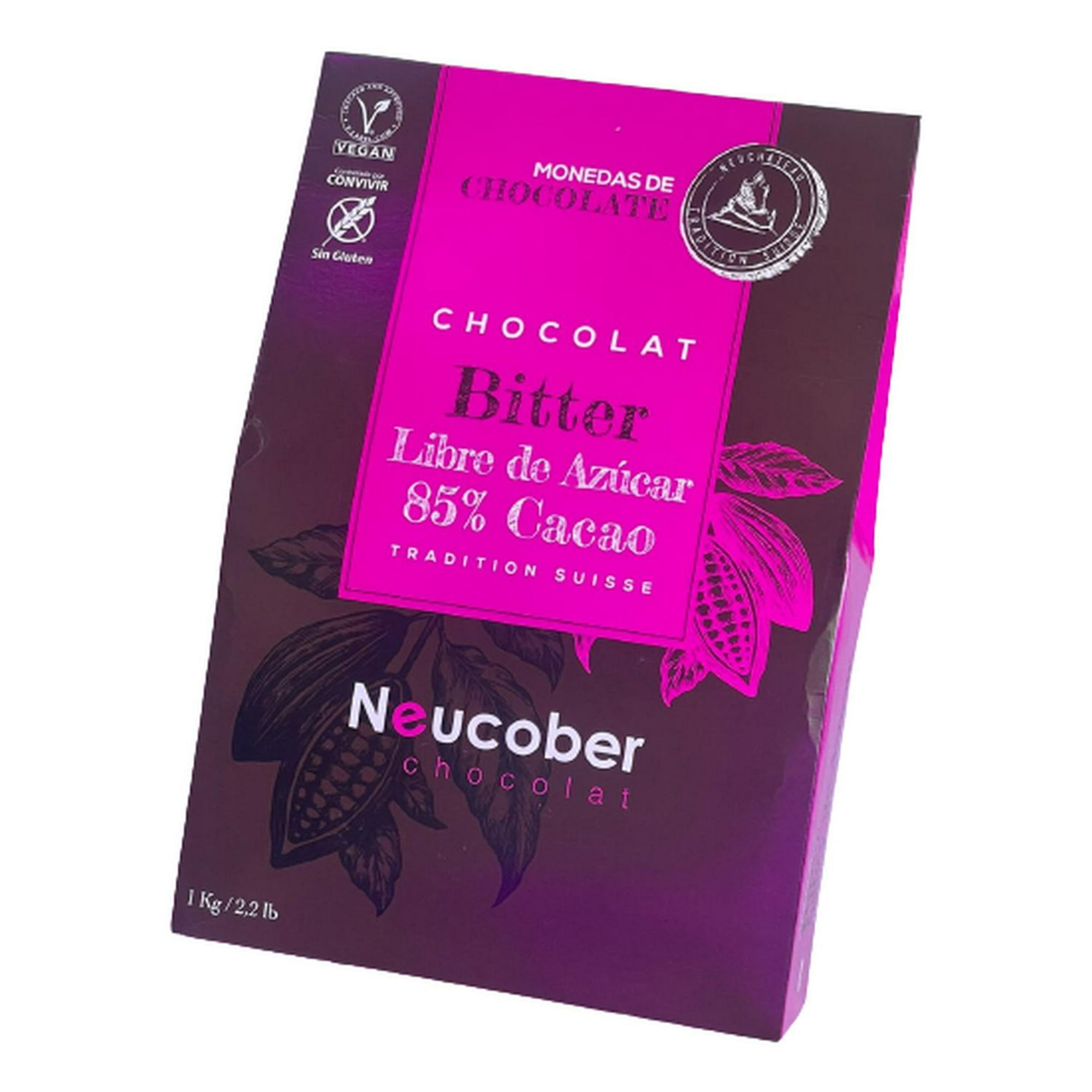 Neucober Monedas Chocolate Fino Bitter 85% Cacao Sin Azucar | Lider