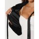 thumbnail image 5 of INSPIRE CHIC Chaqueta corta de bolero de piel sintética para mujer con lazo delantero esponjoso para la noche L Negro, 5 of 6