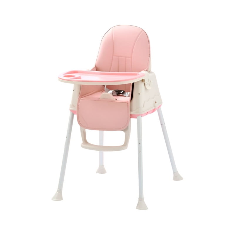 Babyluna - Silla De Comer 4 En 1 Con Cinturón, Doble Bandeja Para Niños Rosa