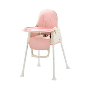 Babyluna - Silla De Comer 4 En 1 Con Cinturón, Doble Bandeja Para Niños Rosa