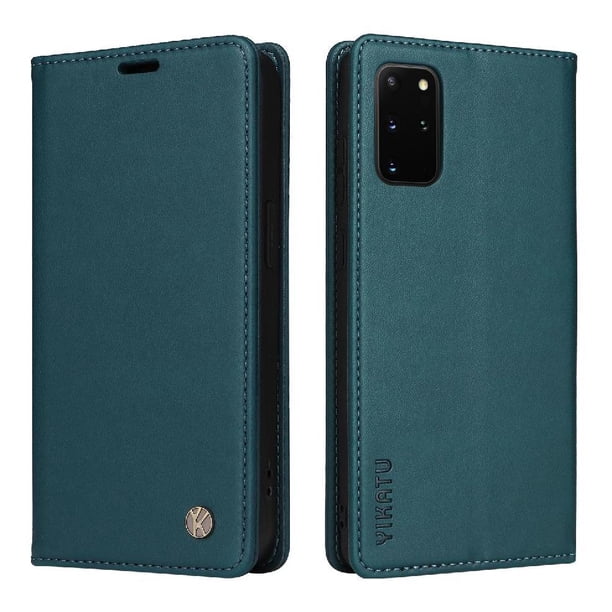 Funda Billetera de Cuero para Samsung Galaxy S20 Plus con Tarjetero y Soporte - Tapa Magnética Azul