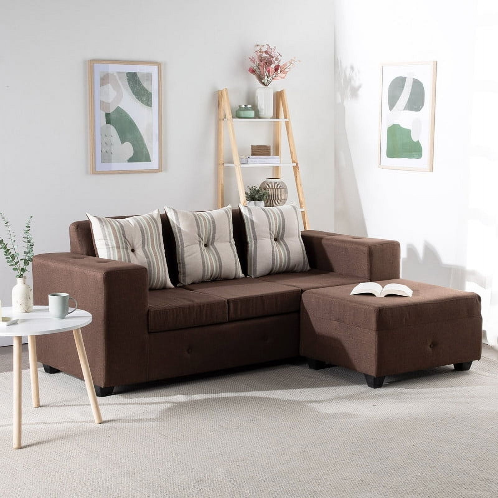 Mexx Muebles - Sofa Seccional Intercambiable Ginebra Tela Chocolate