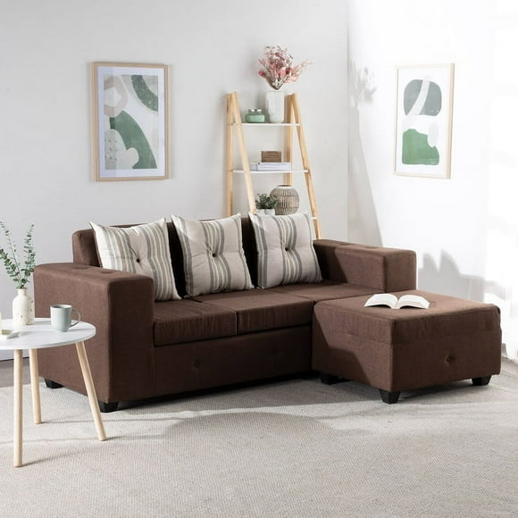 Sofa Seccional Intercambiable Ginebra tela Chocolate