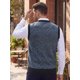 thumbnail image 3 of INSPIRE CHIC Chaleco de Punto con Botones y Cuello en V sin Mangas para Hombre, Estilo Casual, con Diseño de Rombos, Talla S, Gris Oscuro, 3 of 6